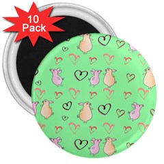 Pig Heart Digital 3  Magnets (10 Pack)  by Ravend