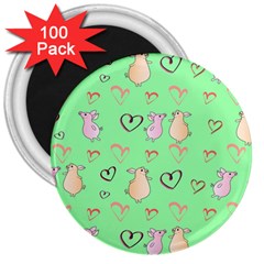 Pig Heart Digital 3  Magnets (100 Pack) by Ravend