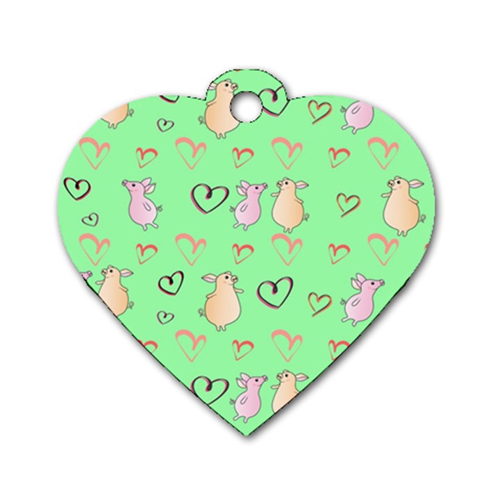 Pig Heart Digital Dog Tag Heart (One Side)