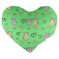 Pig Heart Digital Large 19  Premium Heart Shape Cushions by Ravend