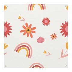 Seamless Pattern Flowers Rainbow Banner And Sign 3  X 3  by Ravend