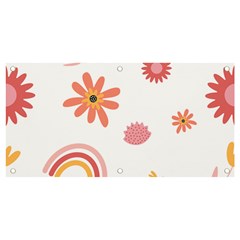 Seamless Pattern Flowers Rainbow Banner And Sign 4  X 2  by Ravend