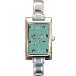 Raccoon Love Texture Seamless Rectangle Italian Charm Watch Front