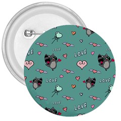 Raccoon Love Texture Seamless 3  Buttons by Ravend