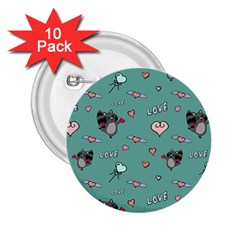 Raccoon Love Texture Seamless 2 25  Buttons (10 Pack)  by Ravend