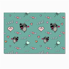 Raccoon Love Texture Seamless Postcard 4 x 6  (pkg Of 10) by Ravend