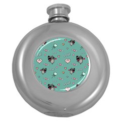 Raccoon Love Texture Seamless Round Hip Flask (5 Oz) by Ravend