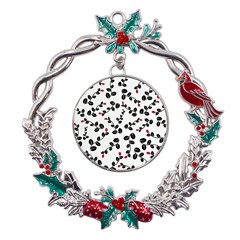 Pattern Flower Design Background Metal X mas Wreath Holly Leaf Ornament by Ravend