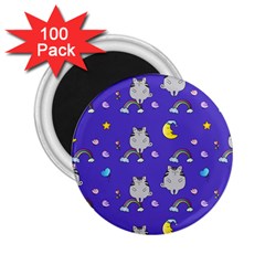 Cat Texture Pattern Seamless Rainbow 2 25  Magnets (100 Pack)  by Ravend