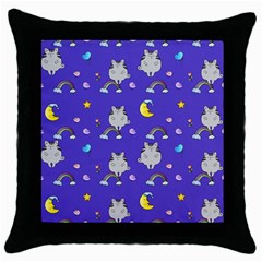 Cat Texture Pattern Seamless Rainbow Throw Pillow Case (black) by Ravend