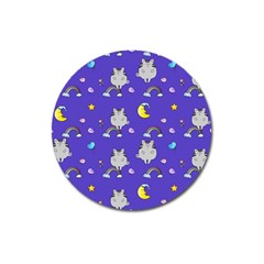 Cat Texture Pattern Seamless Rainbow Magnet 3  (round) by Ravend