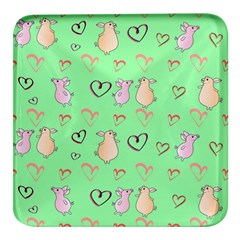 Pig Heart Digital Square Glass Fridge Magnet (4 Pack) by Ravend