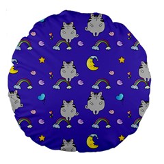 Cat Texture Pattern Seamless Rainbow Large 18  Premium Round Cushions by Ravend