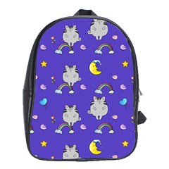 Cat Texture Pattern Seamless Rainbow School Bag (xl) by Ravend