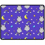 Cat Texture Pattern Seamless Rainbow Two Sides Fleece Blanket (Medium) 58.8 x47.4  Blanket Back