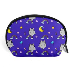 Cat Texture Pattern Seamless Rainbow Accessory Pouch (large) by Ravend