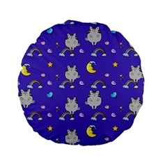 Cat Texture Pattern Seamless Rainbow Standard 15  Premium Flano Round Cushions by Ravend