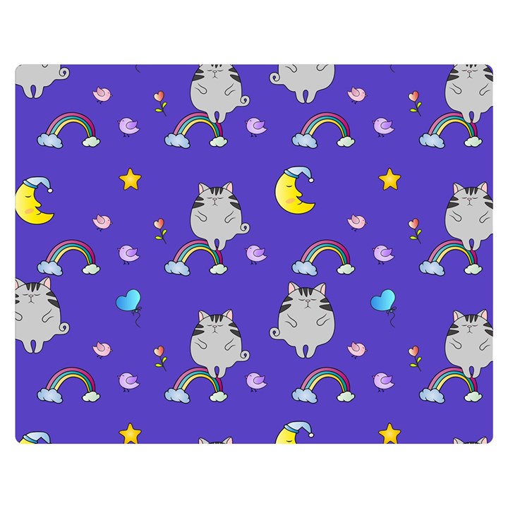 Cat Texture Pattern Seamless Rainbow Two Sides Premium Plush Fleece Blanket (Medium)