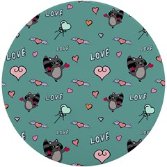 Raccoon Love Texture Seamless Uv Print Round Tile Coaster by Ravend