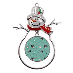 Raccoon Love Texture Seamless Metal Snowman Ornament by Ravend