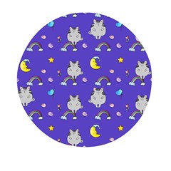 Cat Texture Pattern Seamless Rainbow Mini Round Pill Box by Ravend