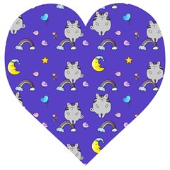 Cat Texture Pattern Seamless Rainbow Wooden Puzzle Heart by Ravend