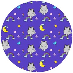 Cat Texture Pattern Seamless Rainbow Wooden Puzzle Round by Ravend