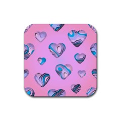 Hearts Pattern Love Background Rubber Coaster (square) by Ravend