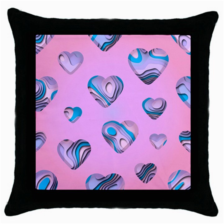 Hearts Pattern Love Background Throw Pillow Case (Black)