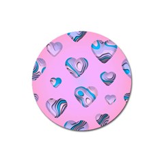 Hearts Pattern Love Background Magnet 3  (round) by Ravend