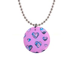 Hearts Pattern Love Background 1  Button Necklace by Ravend