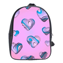 Hearts Pattern Love Background School Bag (xl) by Ravend