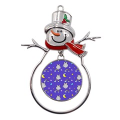 Cat Texture Pattern Seamless Rainbow Metal Snowman Ornament by Ravend