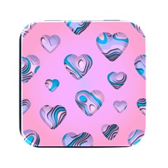 Hearts Pattern Love Background Square Metal Box (black)