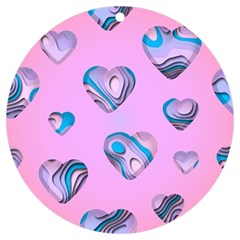 Hearts Pattern Love Background Uv Print Acrylic Ornament Round by Ravend