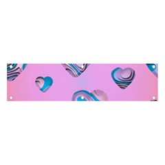 Hearts Pattern Love Background Banner And Sign 4  X 1  by Ravend