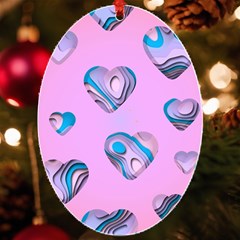 Hearts Pattern Love Background Uv Print Acrylic Ornament Oval by Ravend