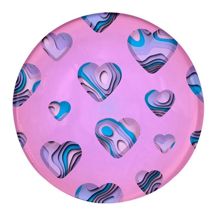 Hearts Pattern Love Background Round Glass Fridge Magnet (4 pack)