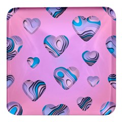 Hearts Pattern Love Background Square Glass Fridge Magnet (4 Pack) by Ravend