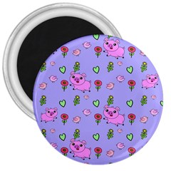 Flower Pink Pig Piggy Seamless 3  Magnets by Ravend