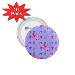 Flower Pink Pig Piggy Seamless 1 75  Buttons (10 Pack) by Ravend