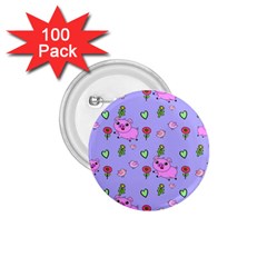 Flower Pink Pig Piggy Seamless 1 75  Buttons (100 Pack)  by Ravend