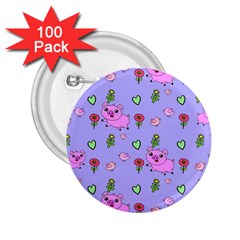 Flower Pink Pig Piggy Seamless 2 25  Buttons (100 Pack)  by Ravend