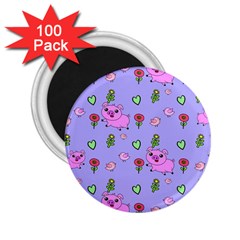 Flower Pink Pig Piggy Seamless 2 25  Magnets (100 Pack)  by Ravend