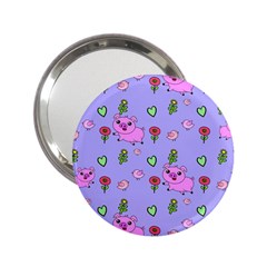 Flower Pink Pig Piggy Seamless 2 25  Handbag Mirrors by Ravend