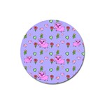 Flower Pink Pig Piggy Seamless Magnet 3  (Round) Front