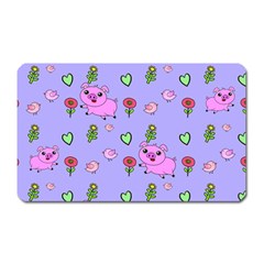 Flower Pink Pig Piggy Seamless Magnet (rectangular) by Ravend