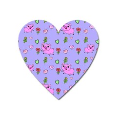 Flower Pink Pig Piggy Seamless Heart Magnet by Ravend