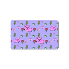 Flower Pink Pig Piggy Seamless Magnet (name Card) by Ravend