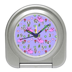 Flower Pink Pig Piggy Seamless Travel Alarm Clock by Ravend